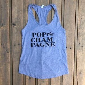 Glitter “Pop The Champagne" Tank Top Racerback